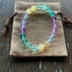 Brand New Fluorite Adjustable Bracelet Rainbow Fluorite Crystal Capricorn Gift